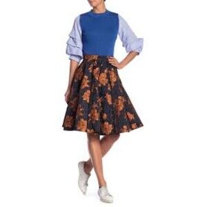 GRACIA  A-Line Floral Brocade Skirt Size Medium NWT | Tulle Underskirt | Lined